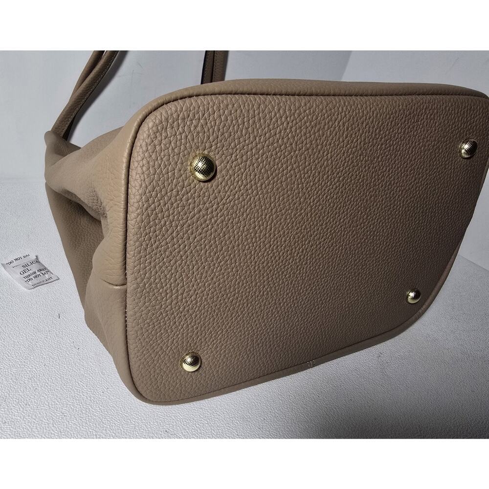 Kattee Leather Shoulder Bag Tote Purse Handbag Soft Genuine Leather Taupe - Picture 7 of 15